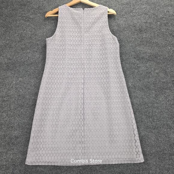 Anne Klein Dress Womens 6 Gray Lace Overlay Shift A-Line Sleeveless Back Zip - Picture 7 of 11